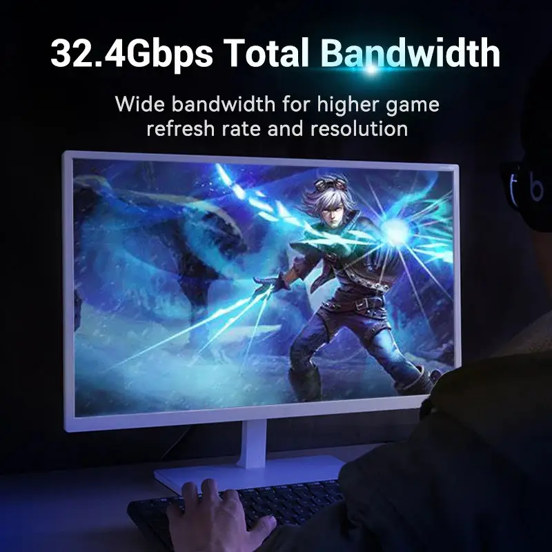 Кабель Vention DisplayPort 1 м, 8K, 4K, 2K, 1080P чорний Київ - фото 5