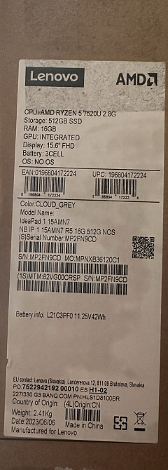 Lenovo ideapad 1 15.6” AMD Ryzen5 7520 16/512 ноутбук. Киев - изображение 1