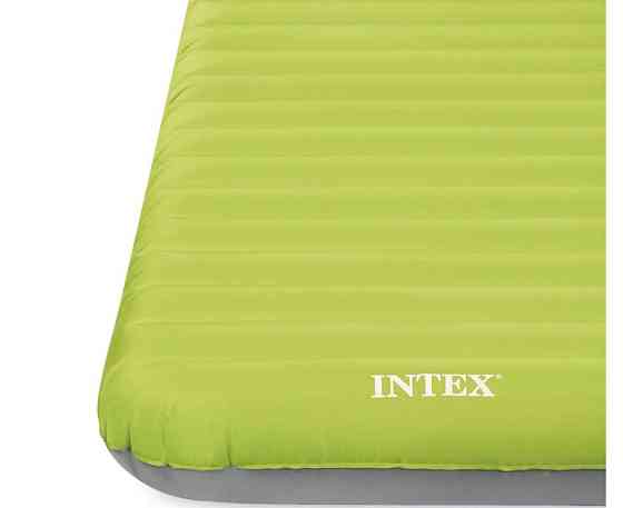 Матрац надувний одномісний велюровий Intex з електронасосом USB та сумкою 76x191x17 см Зелений (64097) Чернігів