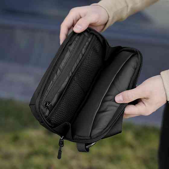 Чоловіча чорна сумка з кишенями на замку Pobedov Practical Київ