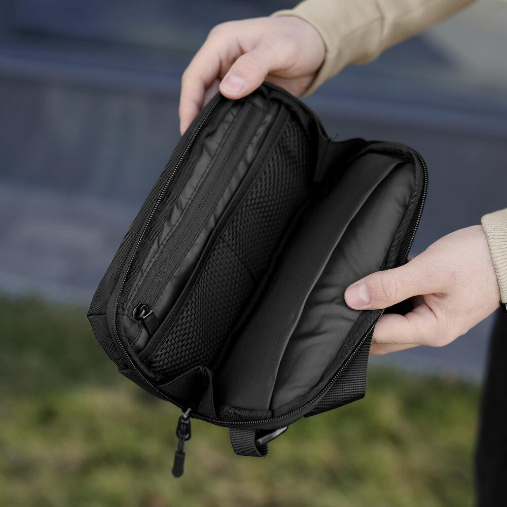 Мужская черная сумка с карманами на замке Pobedov Practical Киев - изображение 2