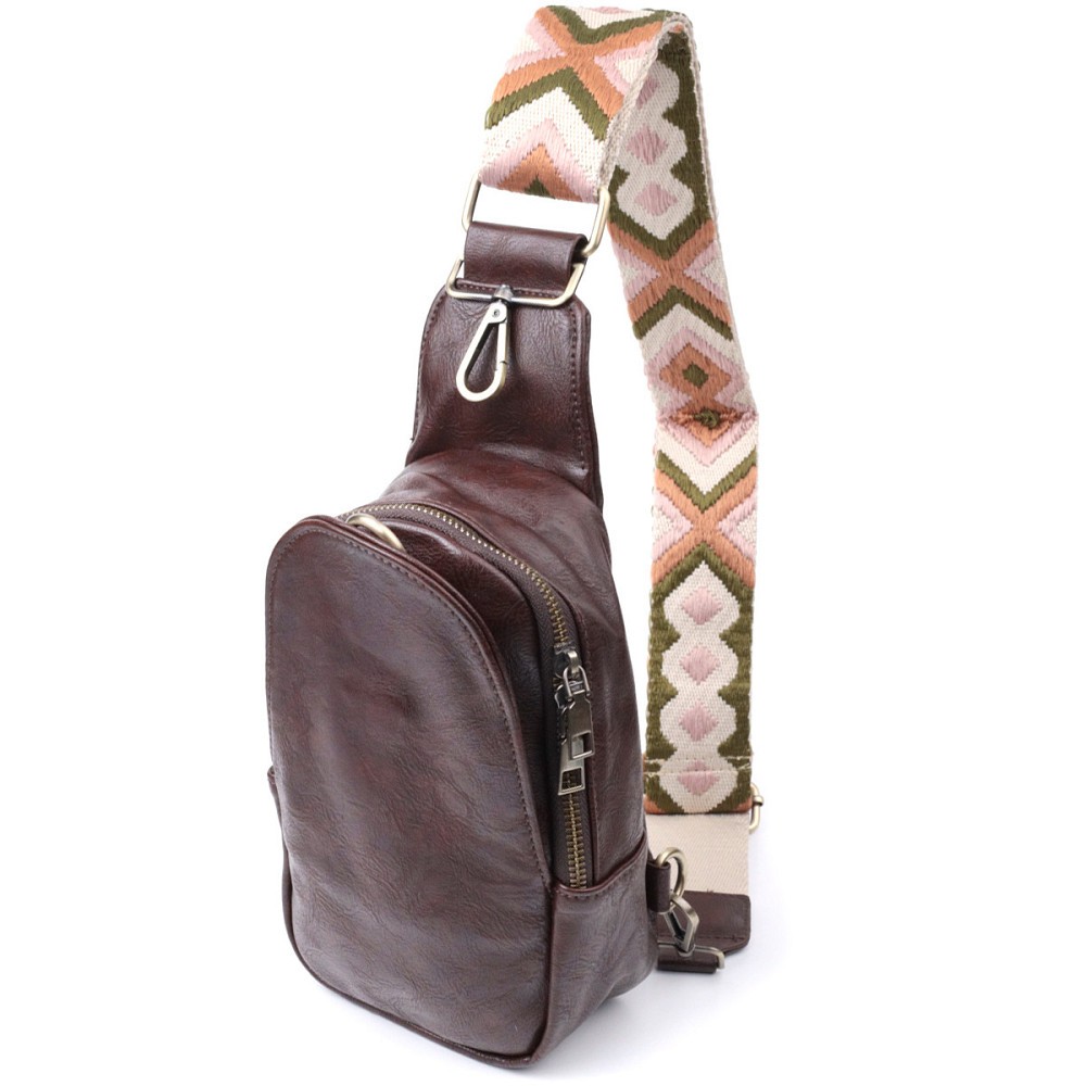 Зручна сумка через плече в модному кольорі з екошкіри Vintage 22794 Коричневий Київ - фото 1