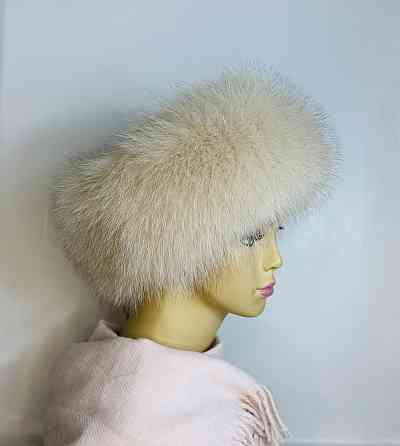 Хутряна пов'язка на голову жіноча з песця Молочний Харків