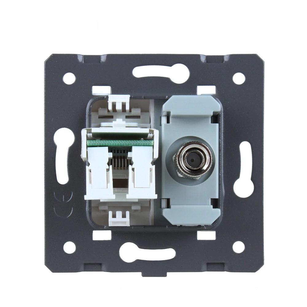 LIVOLO Розетка LIVOLO телевізійна + комп'ютерна RJ-45 (8P8C Cat.6), біла, з пилозахистом, модул Коломия - фото 4