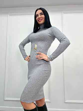 Жіноче плаття-гольф в рубчик "Marie" оптом | Норма Сірий, 46-48 Київ