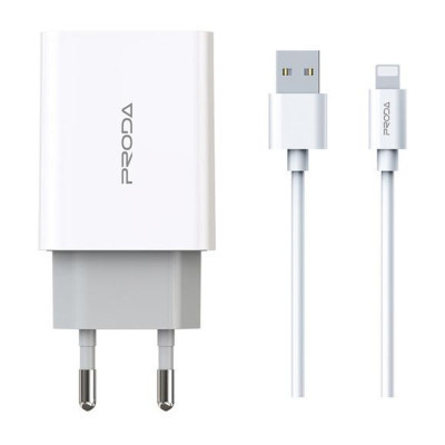 Зарядное устройство Proda PD-A28i 2хUSB 2.4A + USB Ligthtning 1.0m (PD-A28i-WH) Винница - изображение 2