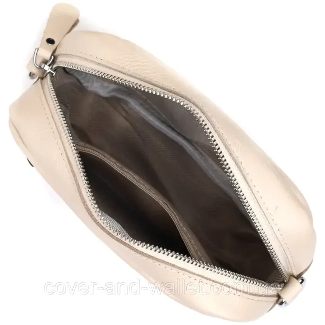 Женская прямоугольная сумка-кроссбоди молочного цвета из кожи Leather Collection Киев - изображение 6