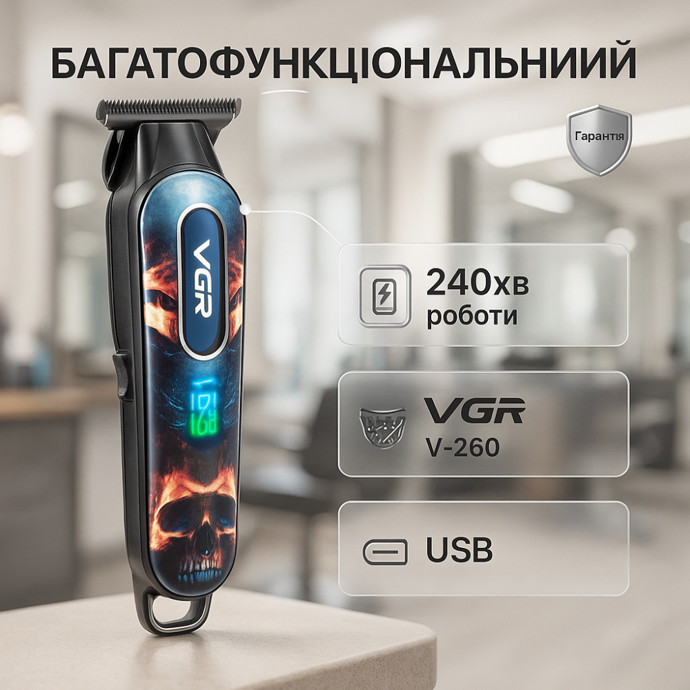 Машинка для стрижки с возможностью регулировки длины VGR, Электрическая машинка для стрижки мощная LI-91 Львов - изображение 18