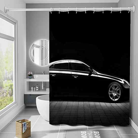 Шторка для ванны из полиэстера водонепроницаемая Bathlux 180x180 см с кольцами, занавеска для ванной комнаты Каменец-Подольский