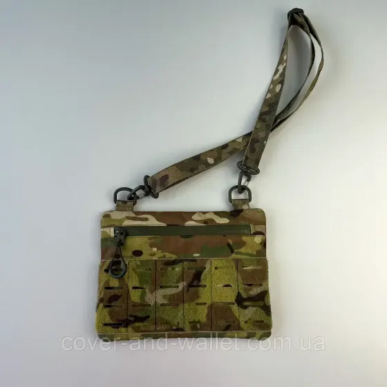 Тонкая тактическая сумка из прочной ткани маленького размера в цвете Multicam с велкро Киев