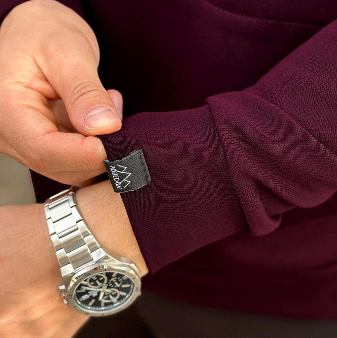 Осіннє чоловіче худі з капюшоном Pobedov 001 (трьохнитка) бордове Київ - фото 2