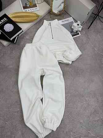 Женский теплый прогулочный костюм двойка из двухстороннего флиса Молочный, 48/52 Одесса