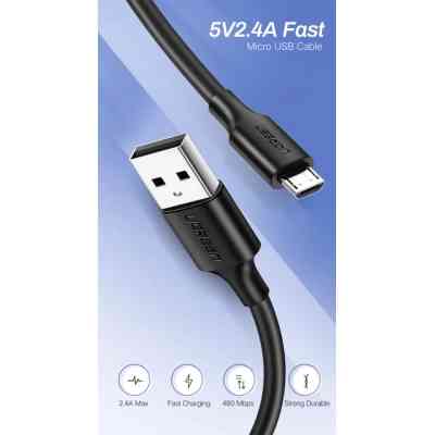 Дата кабель USB 2.0 AM to Micro 5P 0.5m 2A US289 black Ugreen (60135) Вінниця