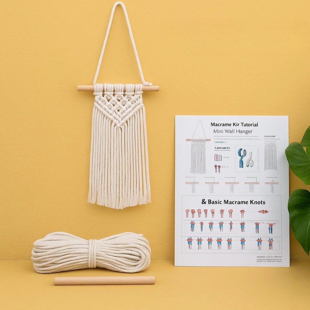 Набір макраме для творчості та ручного в'язання гобелена настінного декору «Міні-панно» 40х15см, білий Кам'янець-Подільський - фото 1