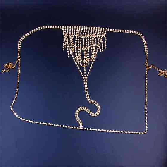 Трусики з камінням та ланцюжками one size золотистий Київ