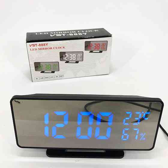 Годинник з датчиком температури та вологості VST-888Y-5, Чорний дзеркальні годинники SU-778 настільні vst Київ