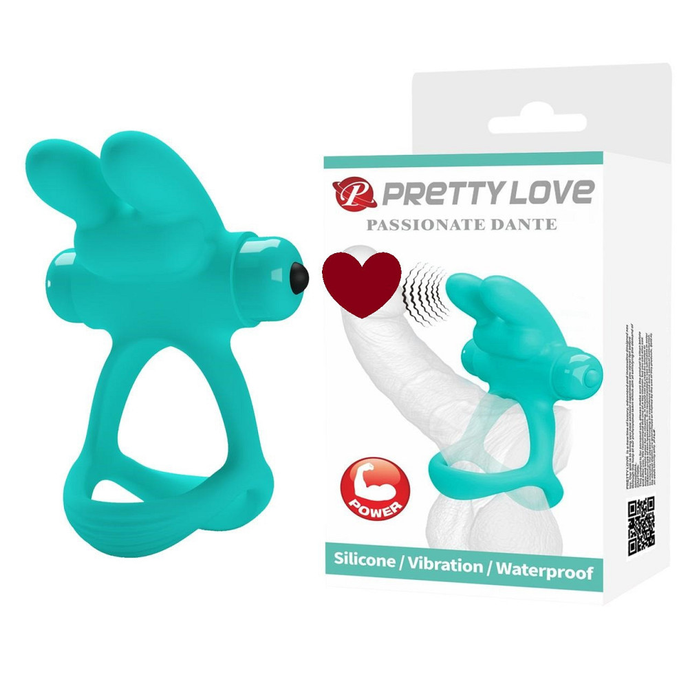 Ерекційне віброкільце з кроликом PRETTY LOVE Passionate Dante силіконове, бірюзове Sex Aura Київ - фото 1