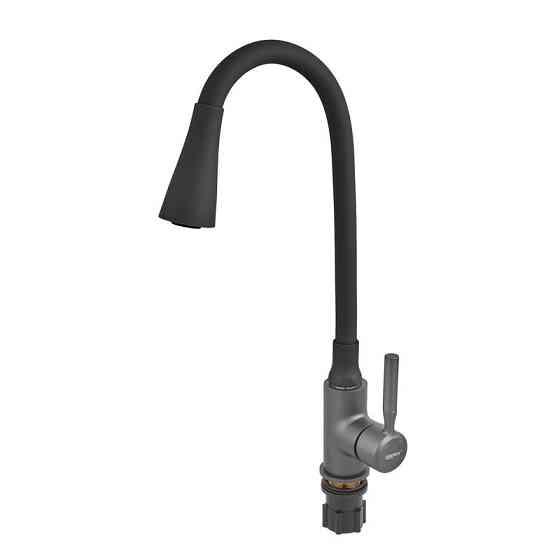 Змішувач для кухні Zerix Atrium-011-T Graphite Refl.Black (Колір графіт+силіконовий вилив чорний) (ZX6106) ( 16205 ) Харьков