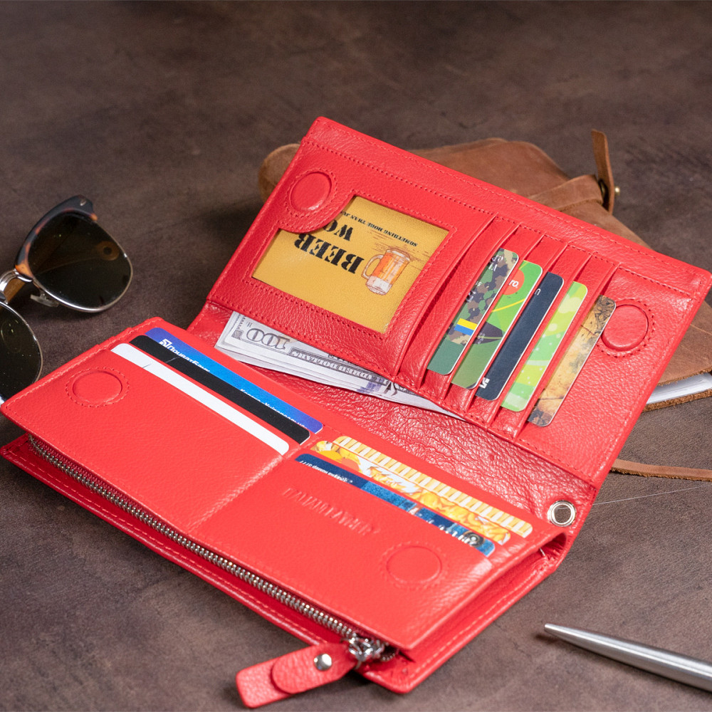 Вертикальный кошелек кожаный женский ST Leather 19275 Красный Киев - изображение 2