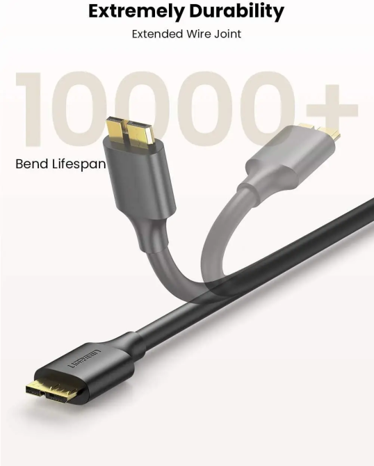 Кабель UGREEN US130 USB 3.0 A Male to Micro USB 3.0 Male Cable 0.5m (Black)(UGR-10840) Одесса - изображение 2