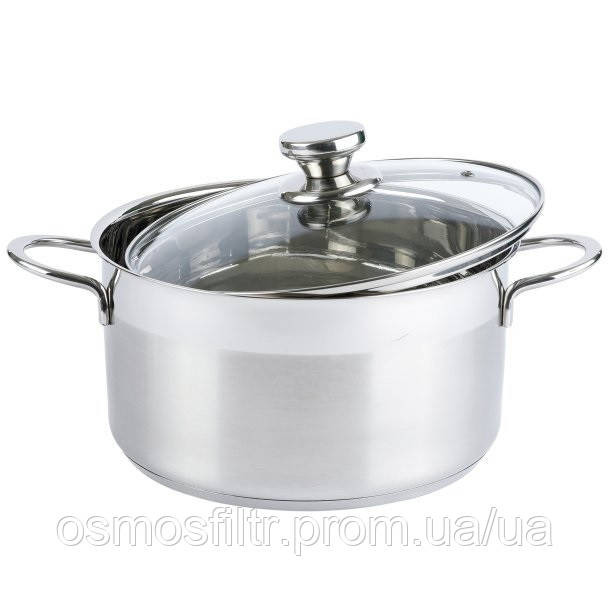 Каструля Axentia Brilliant Ø 24 см 5.8 л зі скляною кришкою нерж сталь Н 13 см (135942) Київ - фото 3