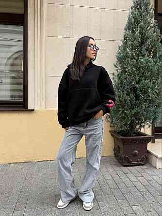 Жіноча стильна комфортна тепла худі турецька трьохнитка на флісі. Чорний, 42/44 Одеса