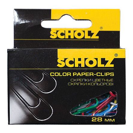Скріпки кольорові 28 мм "Scholz" прямі (100 шт.), 4755, шт Київ - фото 1