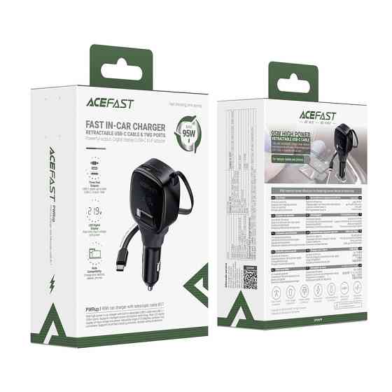 Автомобільний зарядний пристрій ACEFAST B17 95W car charger with telescopic cable Black Одеса