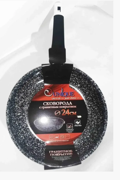 Антипригарная гранитная сковорода UNIQUE UN-5135, 24 см, темный гранит, прочная и удобная в использовании Одесса - изображение 2