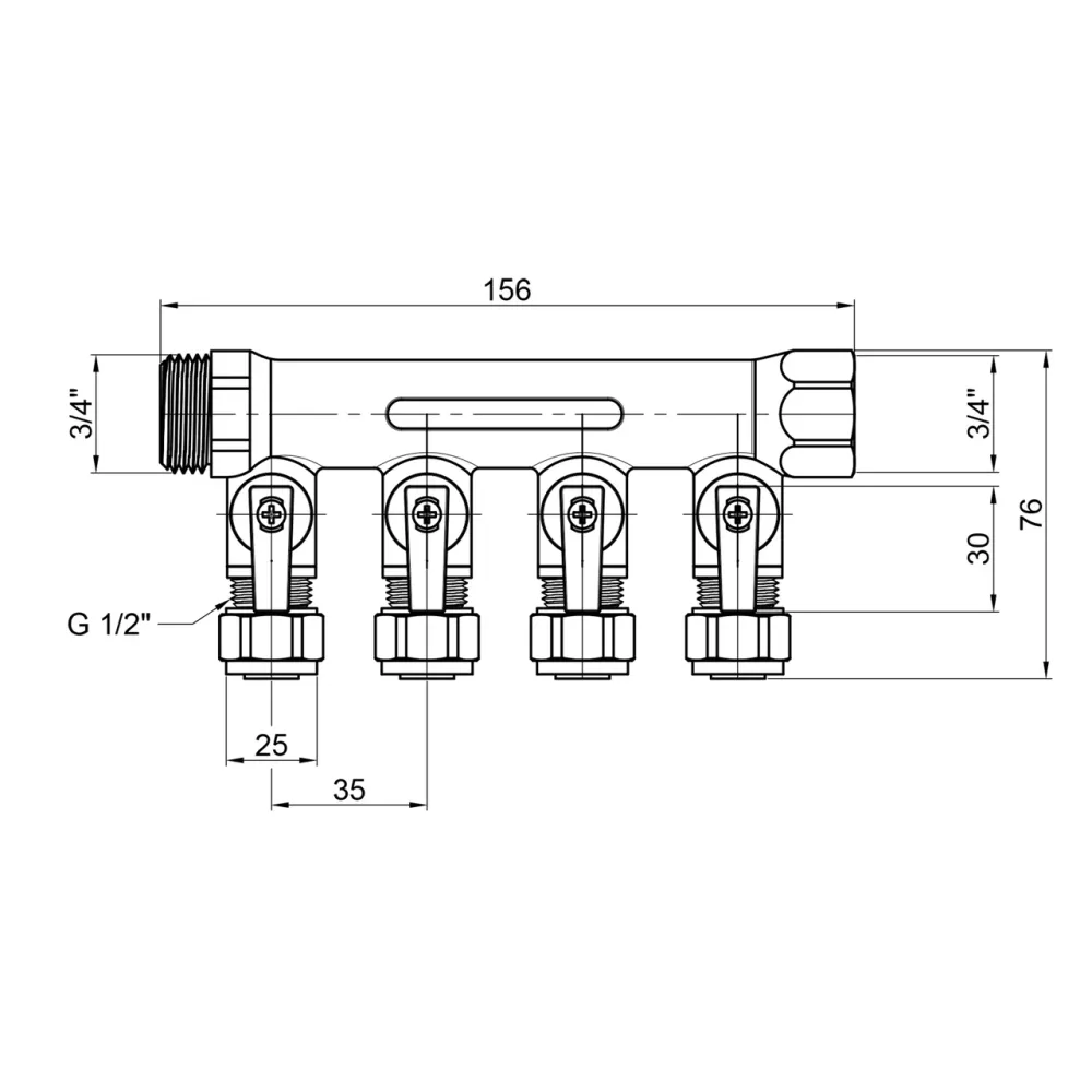 Колектор Thermo Alliance Standart 3/4" 4 виходи SD231W4 Київ - фото 2