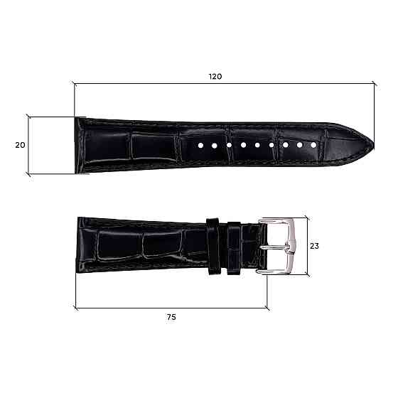 Шкіряний ремінець Premium 20х18 мм. Black Київ