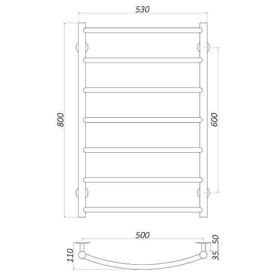 Полотенцесушитель UNIO LD W 800-500-7 Лесенка Дуга вода (000020655) Киев