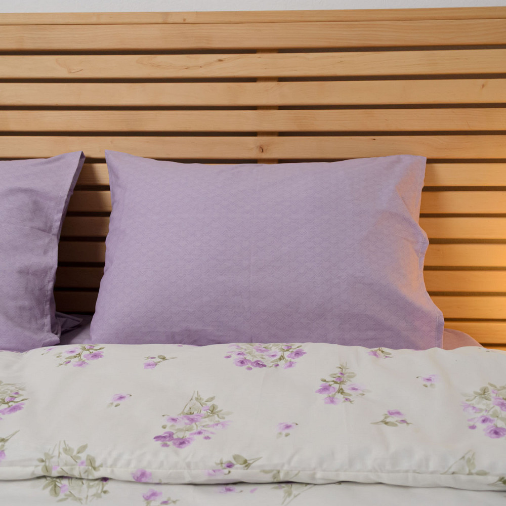 Cемейный комплект постельного белья Сатин Вероника 125 г/м2 YouStar (Лавандовый с белым) 2 х 70х70 Сумы - изображение 6
