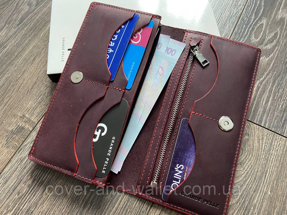Жіночий гаманець купюрник на магнітах ручної роботи Grande Pelle Сinturino Київ - фото 1