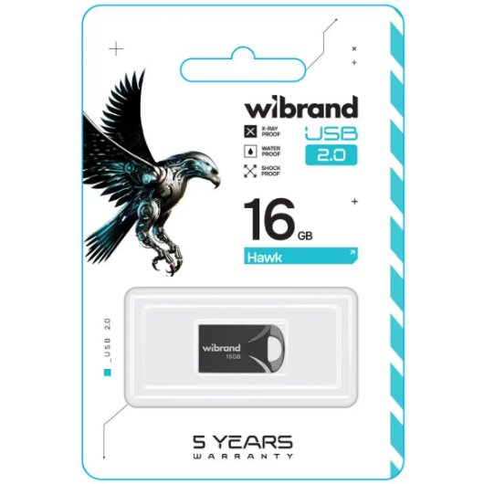 Флешка 16Гб USB 2.0 чорний Hawk Wibrand Житомир