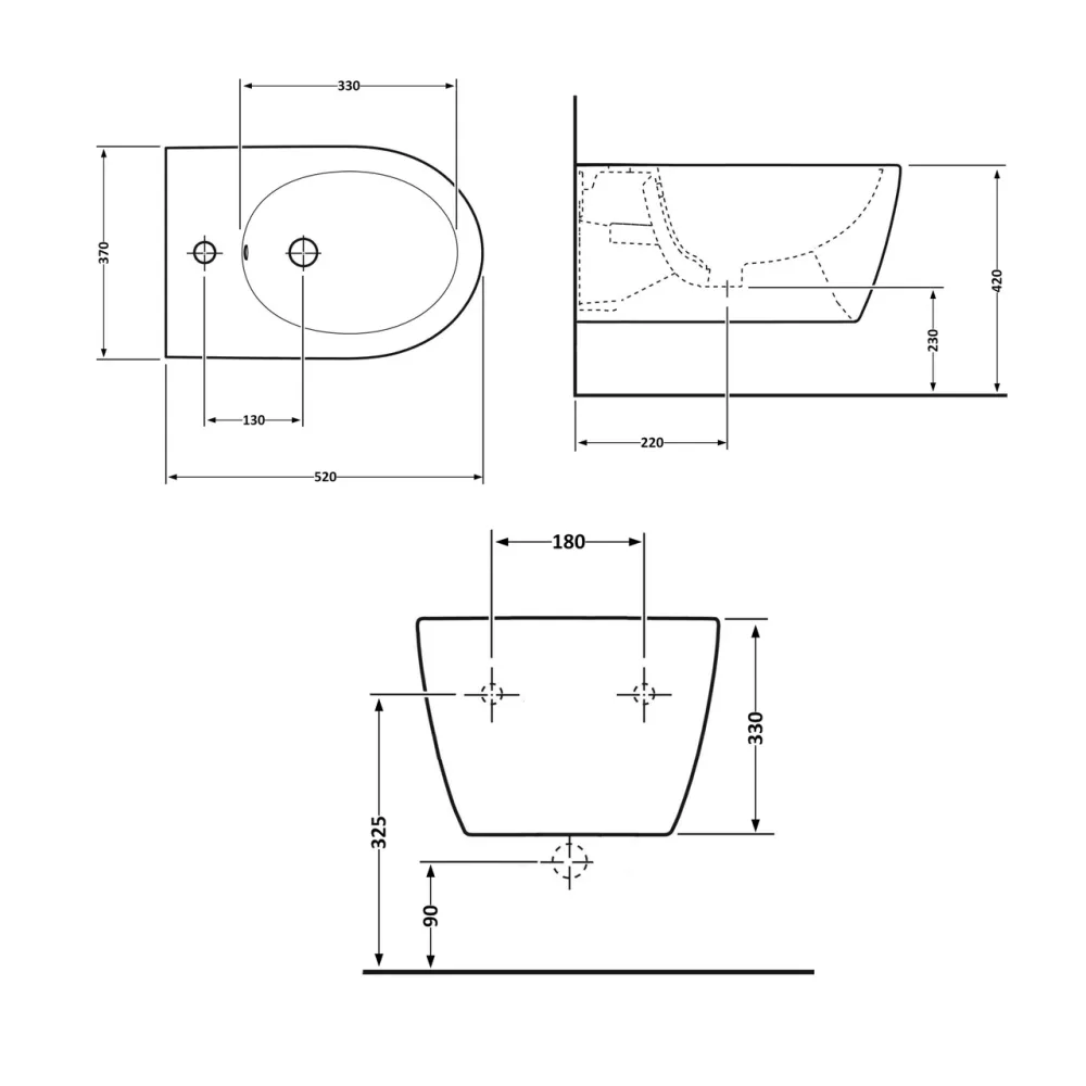 Біде підвісне Qtap Swan 520х360х320 White QT16555378W Київ - фото 14
