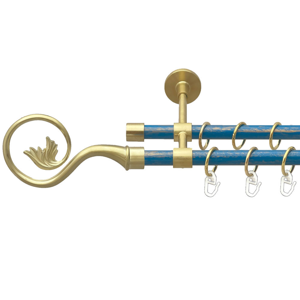 Карниз Orvit Ніка металевий дворядний закритий гладка труба кільце металеве Золото Матове - Блакить 16\16 мм Львов - изображение 1