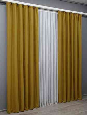 Комплект готовых штор VR-Textil Нубук однотонный № 1521ш Темно-золотистый 100х290 см 2 шт (31-956) Киев