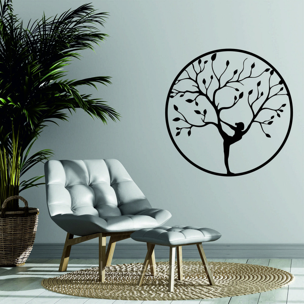 Декоративне настінне 3D Панно «ЙОГА» Декор на стіну з об'ємом 90*90 см, Чорний Київ - фото 1