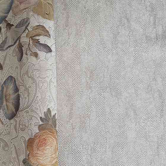 Шпалери метрові вінілові на флізелін Yuanlong Samsara метрові однотонні під шкіру сірі Київ