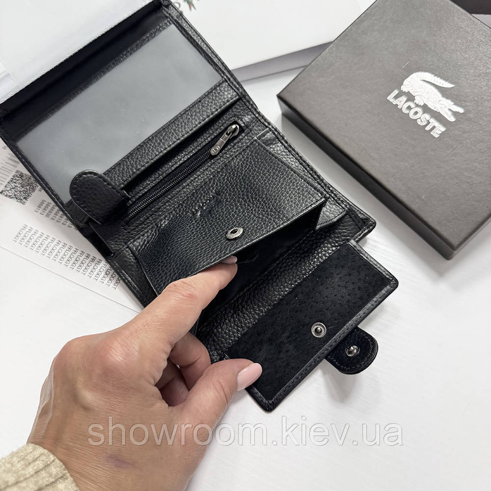 Кожаный мужской вертикальный кошелек Lacoste (6602) Киев - изображение 10