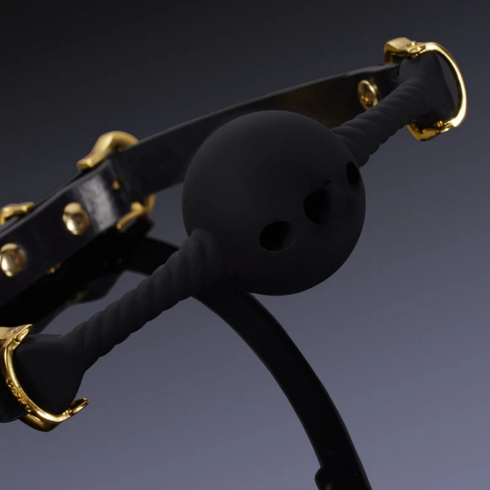Кляп шарик с отверстиями в виде сердца UPKO Desire for Mouth Bondage Collection, черный Sex Aura Киев - изображение 2