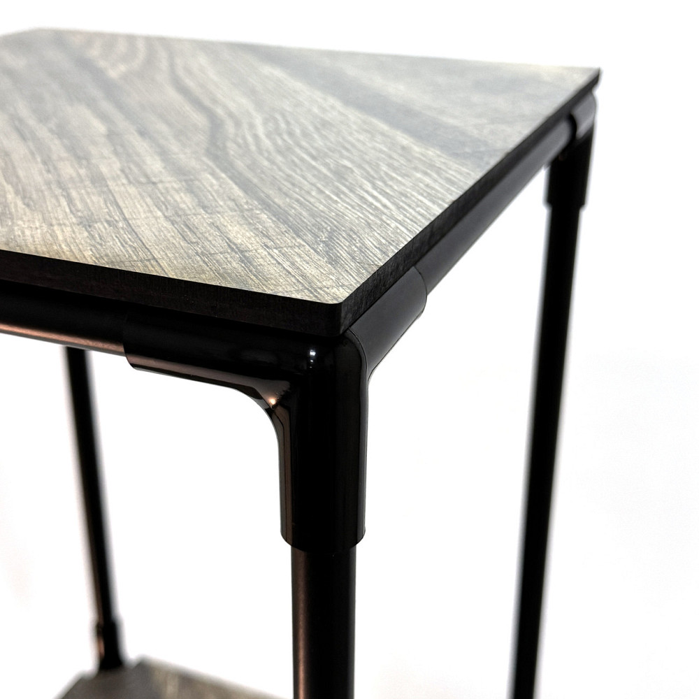 Металева підлогова полиця-стелаж для рослин Troya, Зх рівнева чорна H=1,45м МДФ ламіновані полички Бориспіль - фото 8