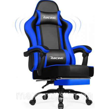 Компьютерное кресло с нагрузкам до 300 кг для геймера с подставкой для ног и регулировкой спинки Bonro Racing B-059 синее Мостиска