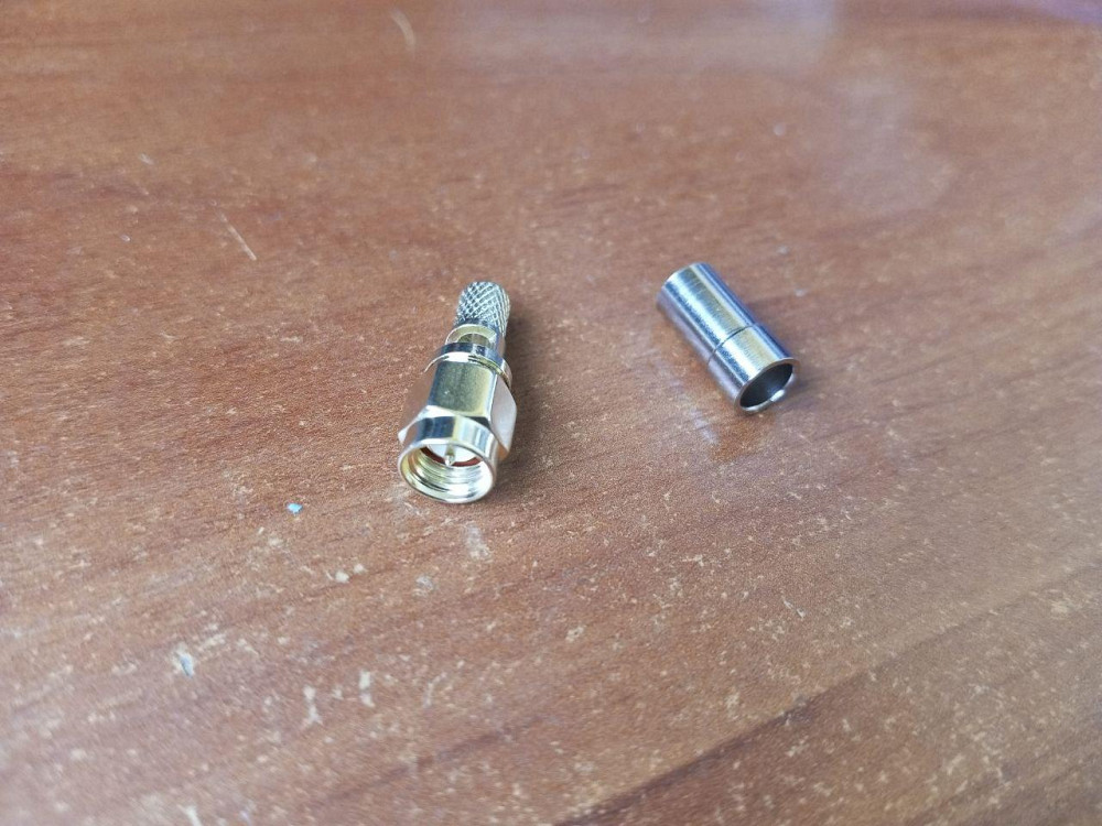 Штекер SMA-J з віконцем під пайку, обтискний (RG-58), латунь Полтава - изображение 1