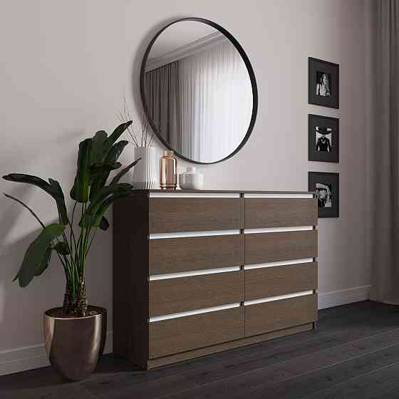 Комод VAYS R-8 Венге Темний-Білі планки, 8 шухляд без ручок, ЛДСП, 140×40×98 см – для спальні, вітальні, передпокою Львів