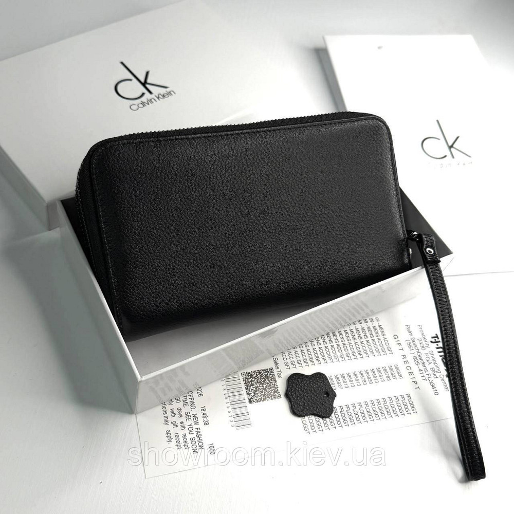 Кожаный брендовый кошелек клатч на два отделения Ck (6614) Киев - изображение 2