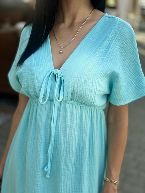 Довга муслінова сукня "Lira" | Батал Блакитний, 54-56 Київ - фото 2