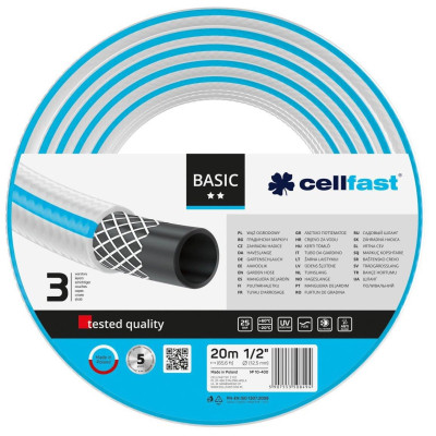 Поливочный шланг Cellfast BASIC, 1/2", 20м, 3 слоя, до 25 Бар, -20…+60°C (10-400) Винница - изображение 1