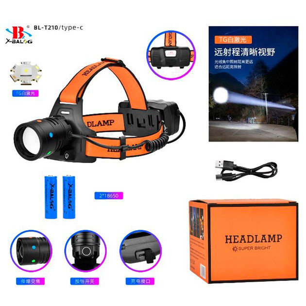 Фонарь на голову диодный, Налобный фонарь для рыбалки кемпинга, Головной фонарик, Фонарик налобник WT-37 Львов - изображение 1